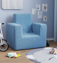 Kindersofa Blau Weich Plüsch