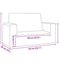 Kindersofa 2-Sitzer Anthrazit Weich Plüsch