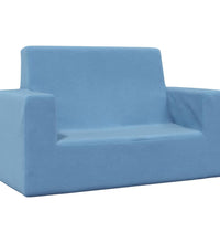 Kindersofa 2-Sitzer Blau Weich Plüsch