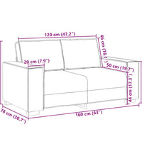2-Sitzer-Sofa Braun 120 cm Samt