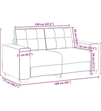 Zweisitzer-Sofa Hellgrau 120 cm Stoff