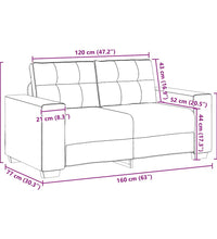 Zweisitzer-Sofa Dunkelgrau 120 cm Stoff