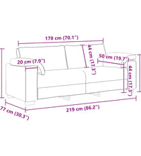 3-Sitzer-Sofa Creme 178 cm Samt