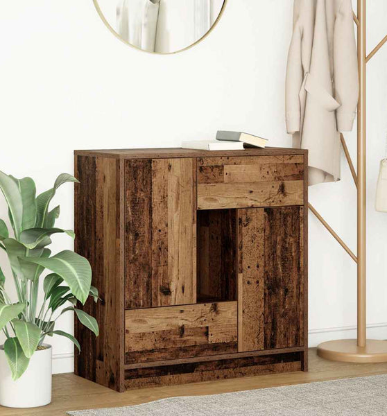 Sideboard mit Schubladen und Türen Altholz-Optik 70,5x34x74,5cm
