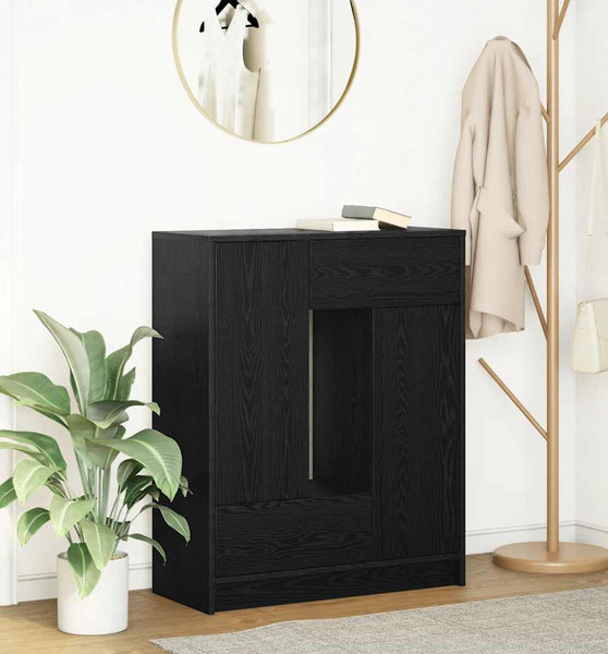 Sideboard mit Schubladen Türen Schwarz Eichen-Optik 73x31x90 cm