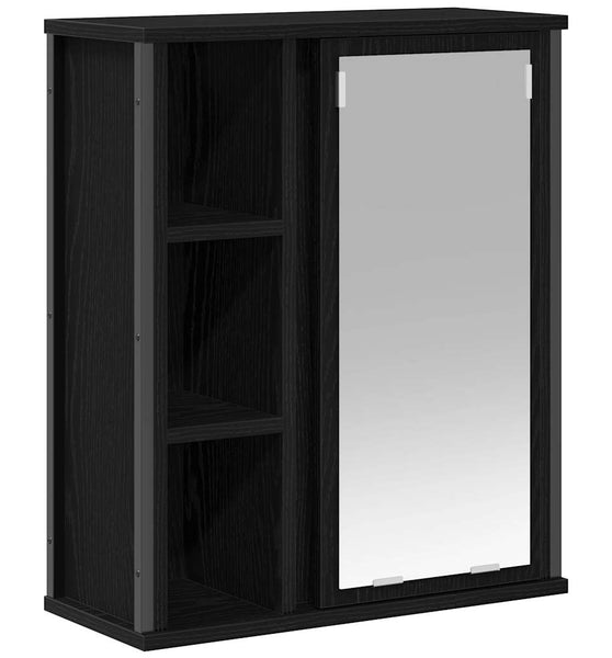 Bad-Wandschrank mit Spiegel Schwarz Eichen-Optik 50x21x60 cm