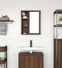 Bad-Wandschrank mit Spiegel Braun Eichen-Optik 50x21x60 cm