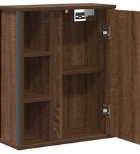 Bad-Wandschrank mit Spiegel Braun Eichen-Optik 50x21x60 cm