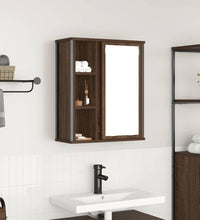 Bad-Wandschrank mit Spiegel Braun Eichen-Optik 50x21x60 cm