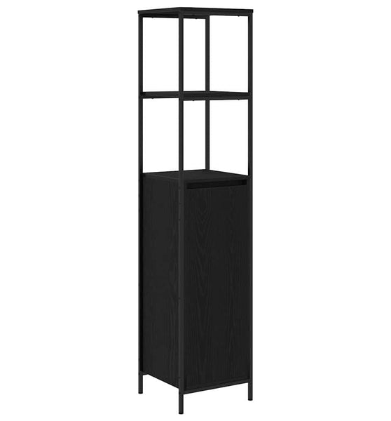 Badschrank mit Regalen Schwarz Eichen-Optik 36x35x165 cm