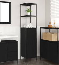 Badschrank mit Regalen Schwarz Eichen-Optik 36x35x165 cm