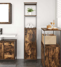 Badschrank mit Regalen Räuchereiche 36x35x165 cm