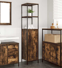 Badschrank mit Regalen Räuchereiche 36x35x165 cm