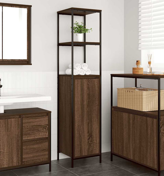 Badschrank mit Regalen Braun Eichen-Optik 36x35x165 cm