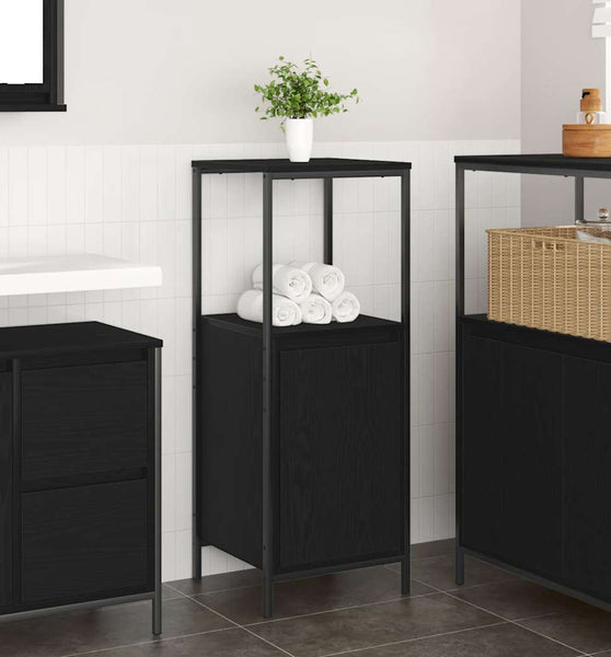 Badschrank mit Regalen Schwarz Eichen-Optik 36x35x95 cm