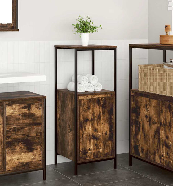 Badschrank mit Regalen Räuchereiche 36x35x95 cm