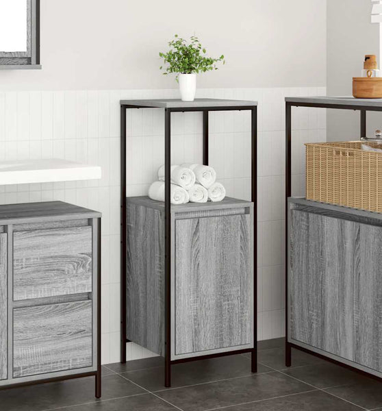 Badschrank mit Regalen Grau Sonoma 36x35x95 cm