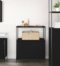 Badschrank mit Regalen Schwarz Eichen-Optik 76,5x35x95 cm