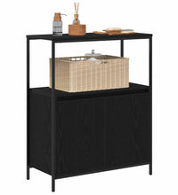 Badschrank mit Regalen Schwarz Eichen-Optik 76,5x35x95 cm