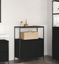 Badschrank mit Regalen Schwarz Eichen-Optik 76,5x35x95 cm
