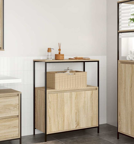 Badschrank mit Regalen Sonoma-Eiche 76,5x35x95 cm