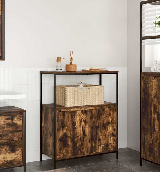 Badschrank mit Regalen Räuchereiche 76,5x35x95 cm