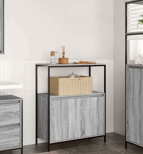 Badschrank mit Regalen Grau Sonoma 76,5x35x95 cm