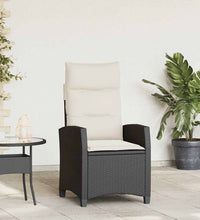 Gartensessel mit Beistelltisch Verstellbar Schwarz Poly Rattan