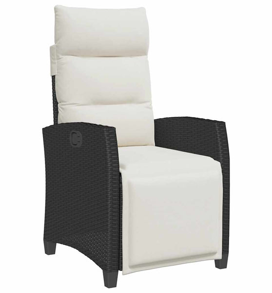 Gartensessel mit Beistelltisch Verstellbar Schwarz Poly Rattan