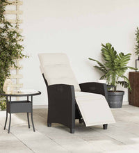 Gartensessel mit Beistelltisch Verstellbar Schwarz Poly Rattan