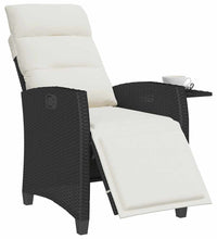Gartensessel mit Beistelltisch Verstellbar Schwarz Poly Rattan