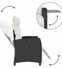 Gartensessel mit Beistelltisch Verstellbar Schwarz Poly Rattan