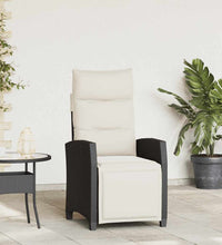 Gartensessel mit Beistelltisch Verstellbar Schwarz Poly Rattan