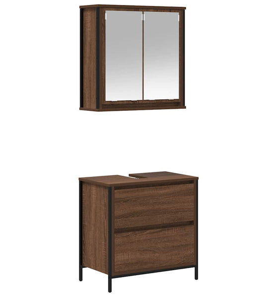 2-tlg. Badmöbel-Set Braun Eichen-Optik Holzwerkstoff