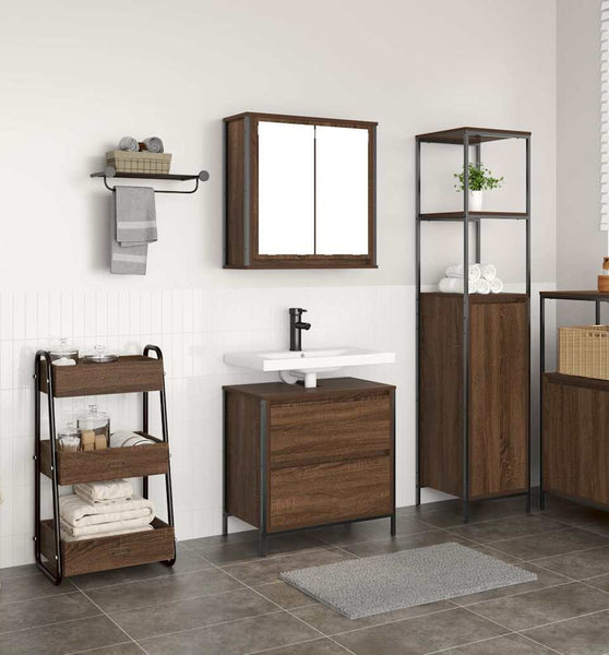 2-tlg. Badmöbel-Set Braun Eichen-Optik Holzwerkstoff
