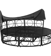 Outdoor-Loungebett mit Dach und Kissen Schwarz Poly Rattan