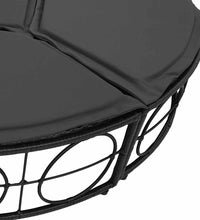 Outdoor-Loungebett mit Dach und Kissen Schwarz Poly Rattan