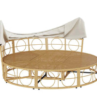 Outdoor-Loungebett mit Dach und Kissen Poly Rattan