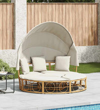 Outdoor-Loungebett mit Dach und Kissen Poly Rattan