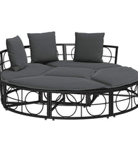 Outdoor-Loungebett ohne Dach Schwarz Poly Rattan