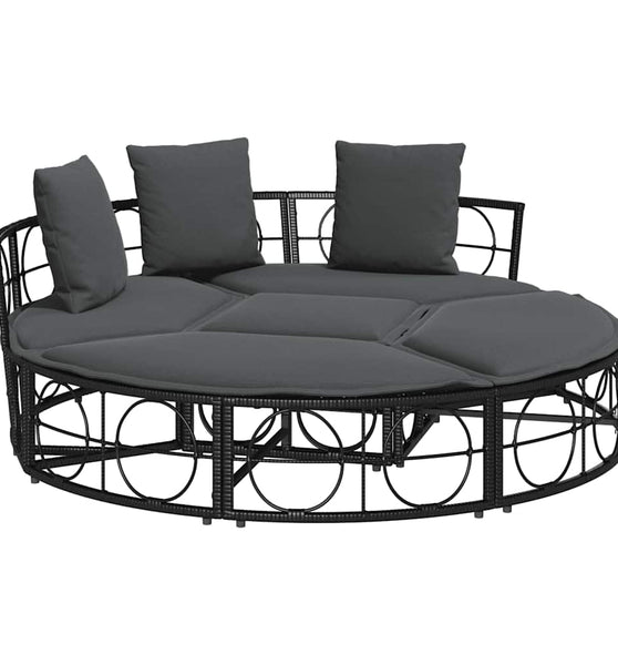 Outdoor-Loungebett ohne Dach Schwarz Poly Rattan