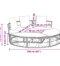 Outdoor-Loungebett ohne Dach Schwarz Poly Rattan