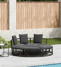 Outdoor-Loungebett ohne Dach Schwarz Poly Rattan