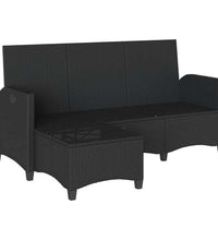 Gartensofa mit Liegefunktion Kissen L-Form Schwarz Poly Rattan