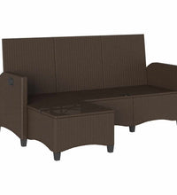 Gartensofa mit Liegefunktion Kissen L-Form Braun Poly Rattan