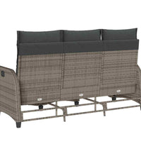 Gartensofa mit Liegefunktion Kissen L-Form Grau Poly Rattan