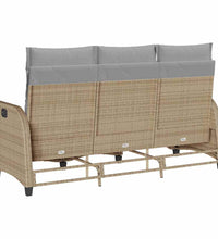 Gartensofa mit Liegefunktion Kissen L-Form Beige Poly Rattan