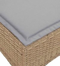 Gartensofa mit Liegefunktion Kissen L-Form Beige Poly Rattan