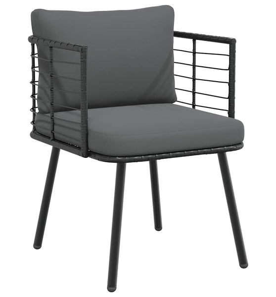 Gartensessel mit Kissen Schwarz Poly Rattan