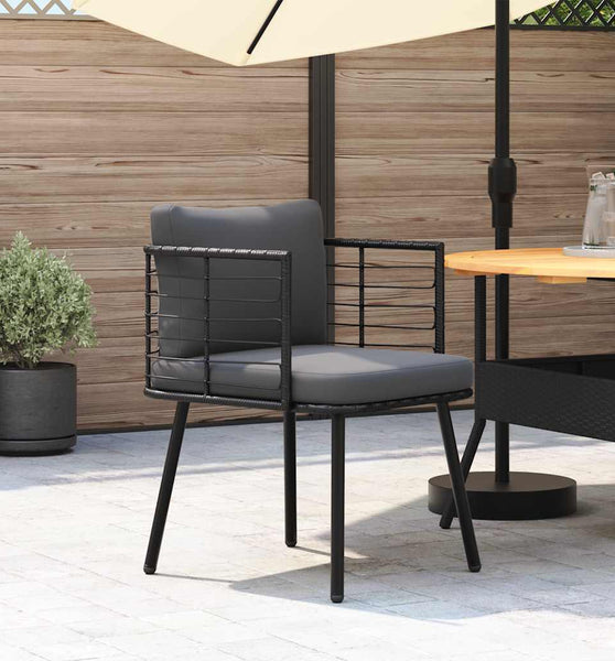 Gartensessel mit Kissen Schwarz Poly Rattan